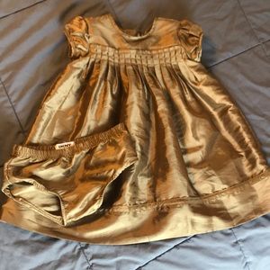 DKNY gold taffeta dress and diaper cover 24 months